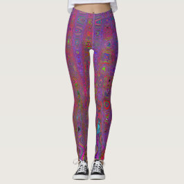 Psykedelisk Groovy Magenta Retro Atomic Vågar Leggings