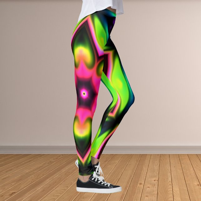 Psykedelisk Gult och Grönt för Rosa av feber Leggings (Skapare uppladdad)