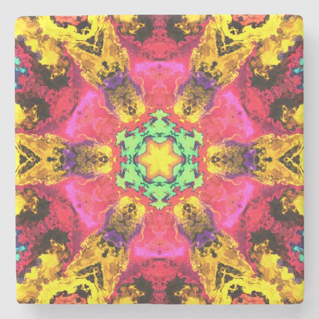 Psykedelisk Gult och Grönt för Rosa av feber Stenunderlägg (Framsidan)