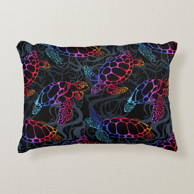 Psykedelisk havssköldpadda: Boho Ocean Prydnadskudde (Framsidan)