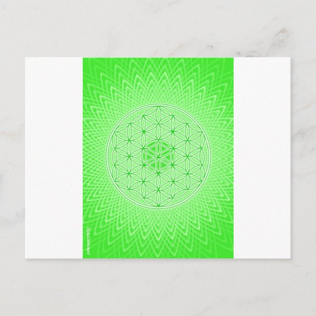 Psykedelisk Helig Geometry Heart Chakra Design Vykort (Framsida)