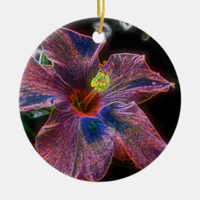 Psykedelisk Hibiscus Flower Ornament (Framsidan)