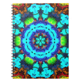 Psykedelisk Hippie Flower Blue-Orange och -Grönt Anteckningsbok
