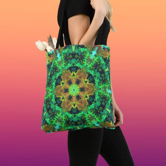 Psykedelisk Hippie Flower Orange och Grönt Tygkasse