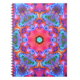 Psykedelisk Hippie Flower Rosa Blue och Orange Anteckningsbok