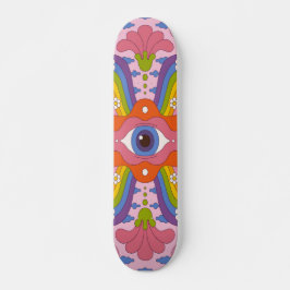 Psykedelisk hippy stil stort öga mini skateboard bräda 18,5 cm
