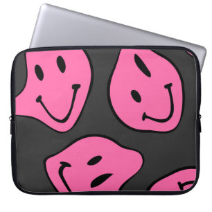 Psykedelisk hipster ansikte, sömlös design. laptop fodral