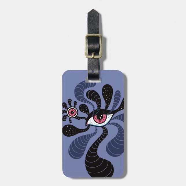 Psykedelisk Hypnotic Art Creepy Dubbla Rosa Öga Bagagebricka (Vertikal Framsida)