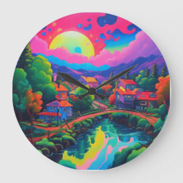 Psykedelisk japansk liggande Art Stor Klocka