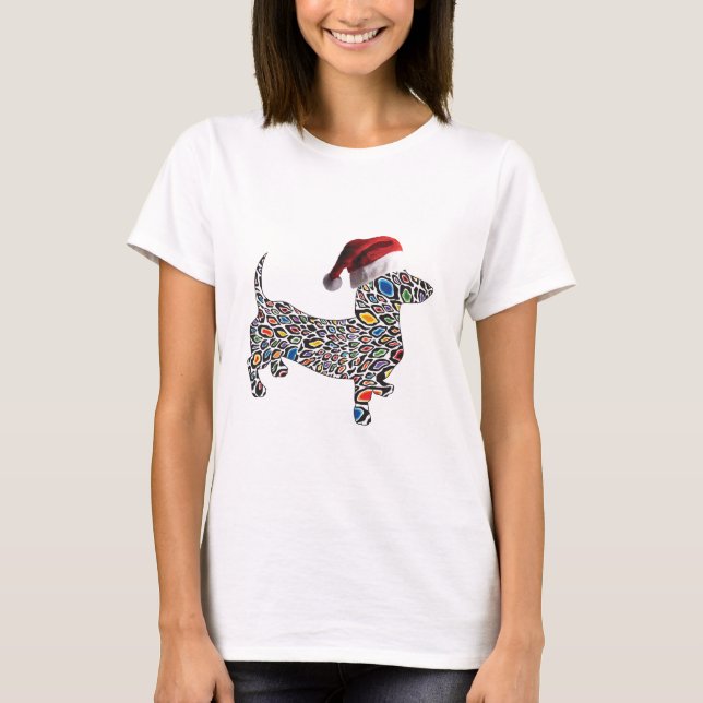 Psykedelisk jul Dacshund T Shirt (Framsida)