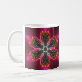 Psykedelisk Kaleidoskop Flower Grönt and Rosa Kaffemugg