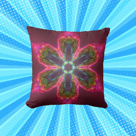 Psykedelisk Kaleidoskop Flower Grönt and Rosa Kudde