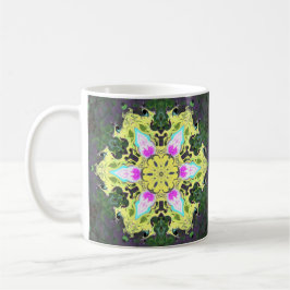 Psykedelisk Kaleidoskop Flower Gult and Rosa Kaffemugg