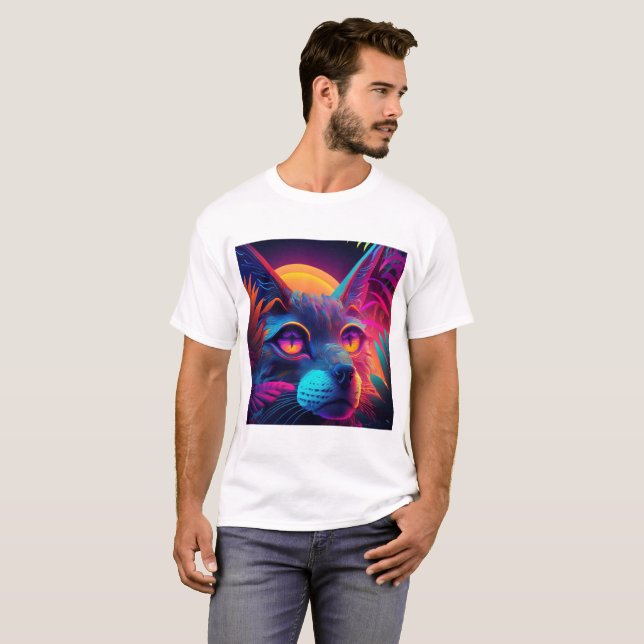 Psykedelisk katt t shirt (Hel framsida)