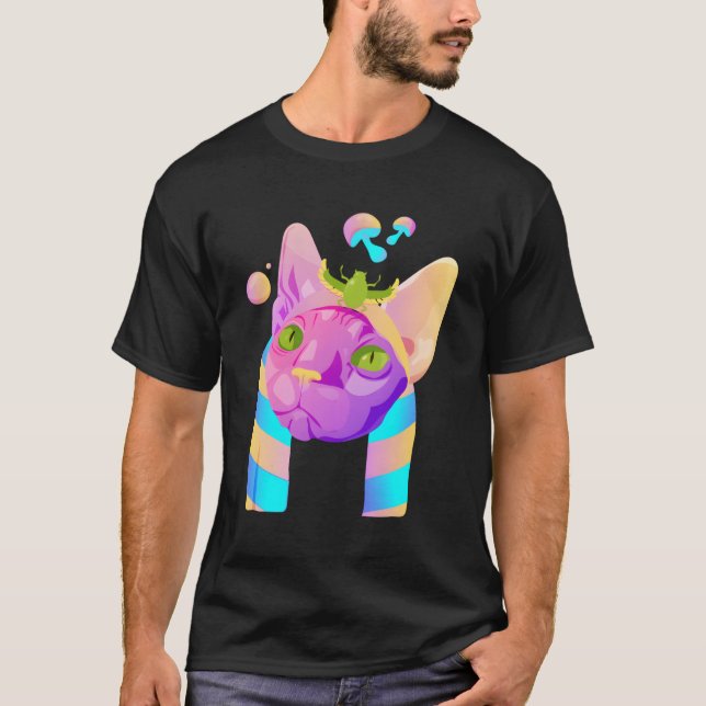 Psykedelisk katt t shirt (Framsida)