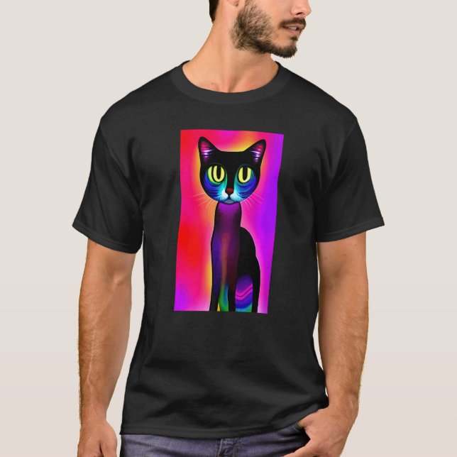 psykedelisk katt t shirt (Framsida)