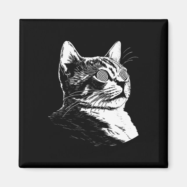 Psykedelisk kattfestival Edm Trippy Illusion Kattu Magnet (Framsidan)