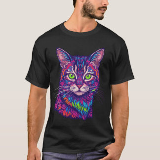 Psykedelisk kattillustration t shirt