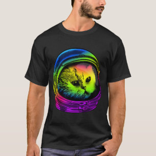 Psykedelisk kattprodukt Astronaut Katt med Space H T Shirt