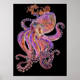 Psykedelisk Lila Deep Sea Kraken Poster