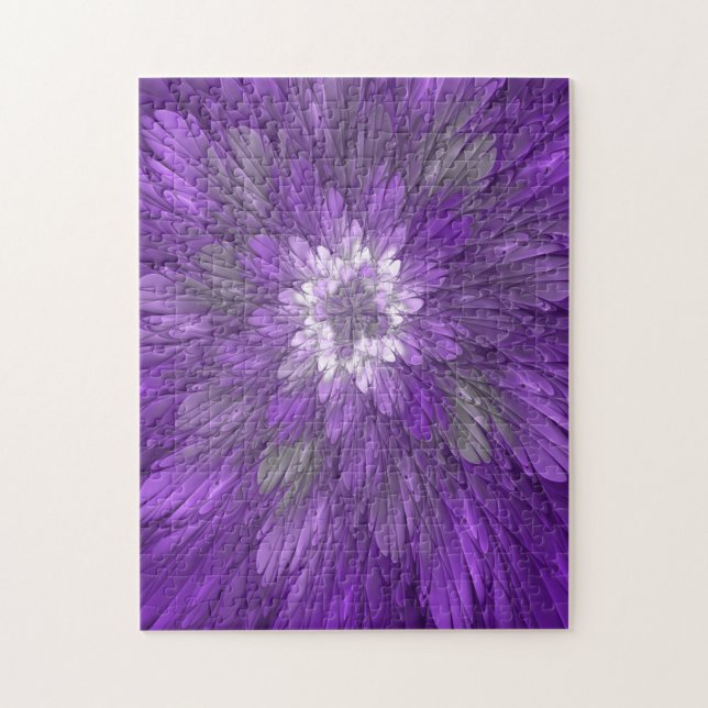 Psykedelisk Lila Flower Abstrakt Fractal Art Pussel (Vertikal)