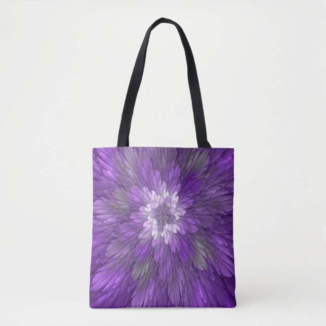 Psykedelisk Lila Flower Abstrakt Fractal Art Tygkasse (Framsida)