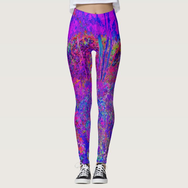 Psykedelisk Lila liggande Leggings (Framsida)