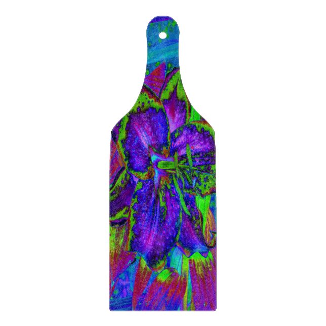 Psykedelisk Lila och Lime Green Lily Flower (Framsidan)