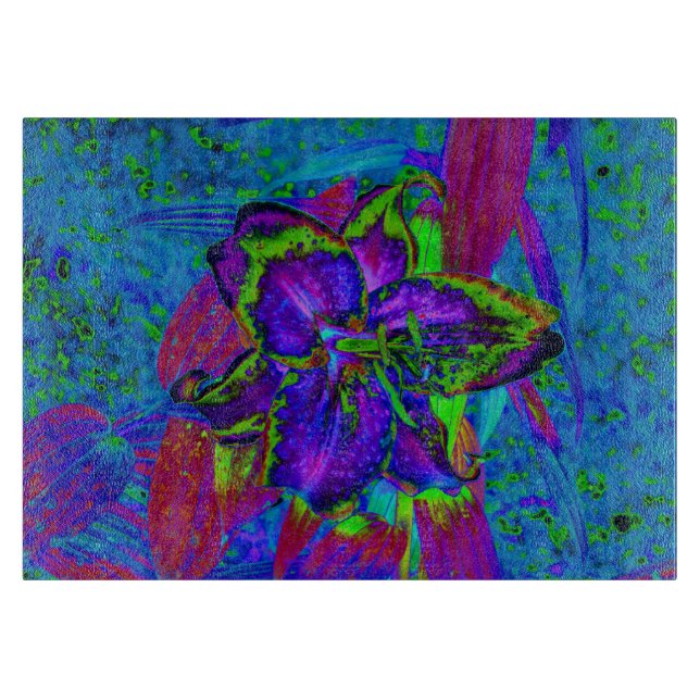 Psykedelisk Lila och Lime Green Lily Flower (Framsidan)