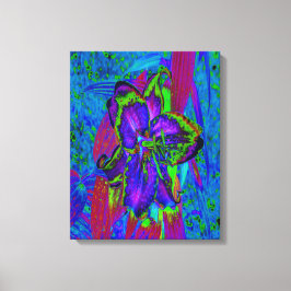 Psykedelisk Lila och Lime Green Lily Flower Canvastryck