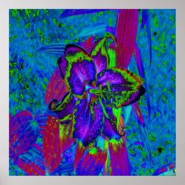 Psykedelisk Lila och Lime Green Lily Flower Poster