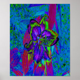 Psykedelisk Lila och Lime Green Lily Flower Poster