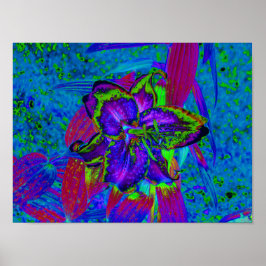 Psykedelisk Lila och Lime Green Lily Flower Poster