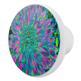 Psykedelisk Magenta, Aqua och Lime Green Dahlia Knopp