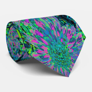 Psykedelisk Magenta, Aqua och Lime Green Dahlia Slips