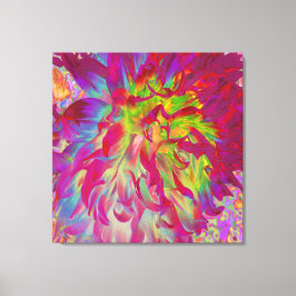 Psykedelisk Magenta och Gult Dahlia Flower Canvastryck