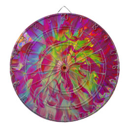 Psykedelisk Magenta och Gult Dahlia Flower Darttavla