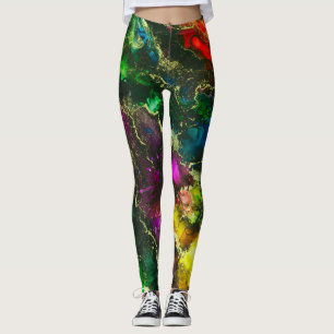 Psykedelisk målning av Abstrakten Alcohol Bläck Leggings
