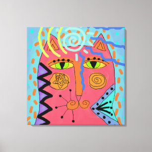 Psykedelisk målning av katt Abstrakt Canvastryck