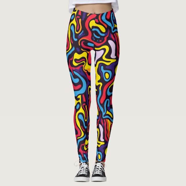 Psykedelisk Mörk Färg Leggings (Framsida)