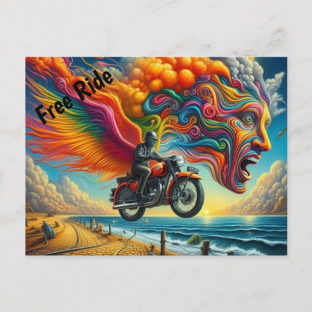 Psykedelisk motorcykel Dreamscape Vykort (Framsida)