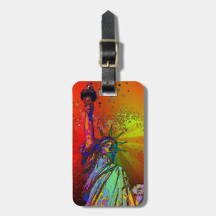 Psykedelisk NYC Rainbow Färg Frihetsgudinnan 1R Bagagebricka