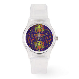 Psykedelisk orientalisk symmetrikonst Abstrakt Armbandsur