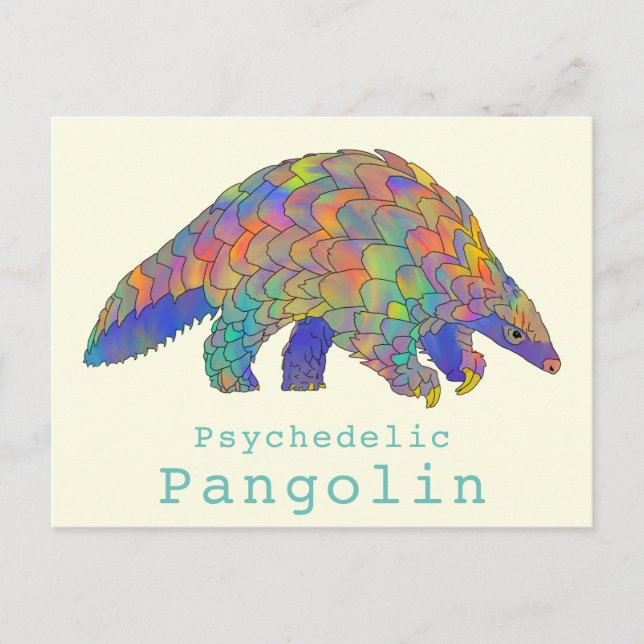 Psykedelisk Pangolin-utrotningshotade arter Djurko Vykort (Framsida)