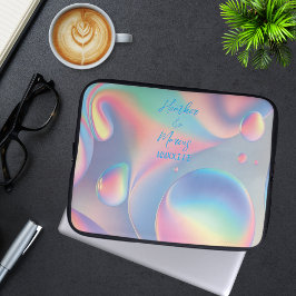 Psykedelisk Pastel Bubbles Namn Roman Numerals Laptop Fodral