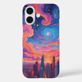 Psykedelisk pastel himmel cityscape-telefonfodral