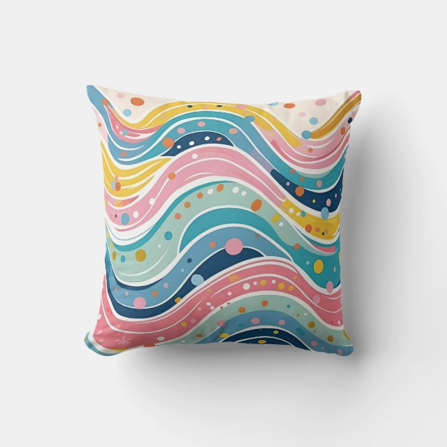 Psykedelisk Pastel Rainbow Wave Design Kudde (Framsida)