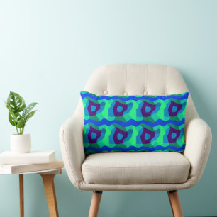 Psykedelisk Patchwork Blue Grönt Lila 2 Lumbarkudde