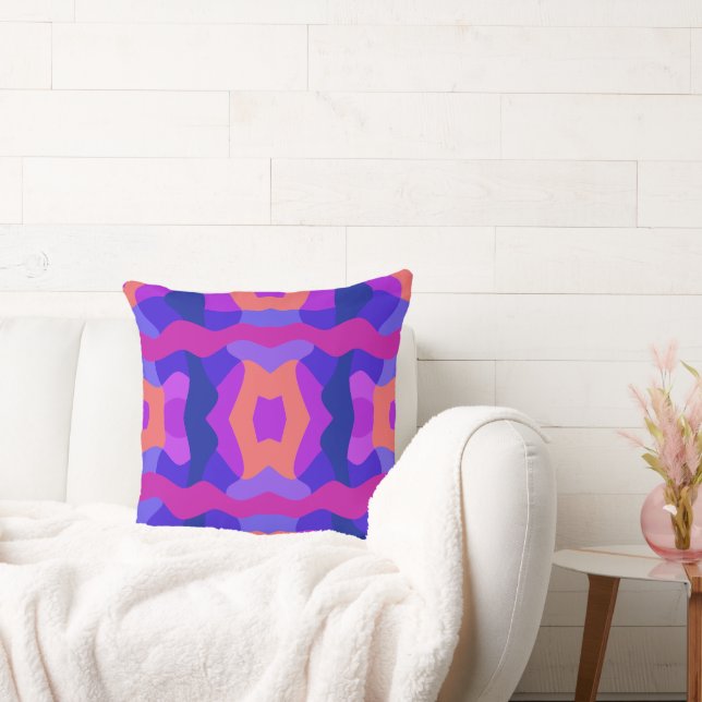 Psykedelisk Patchwork Lila Rosa Orange Kudde (Soffa)
