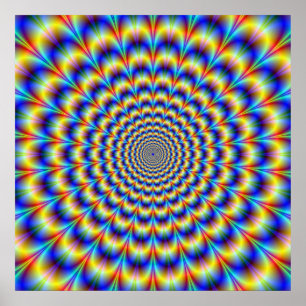 Psykedelisk puls i blått och Gult Poster